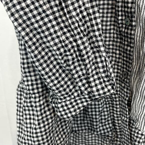 LOGO Lori Goldstein Woven Mixed Media Button Up Blouse A366364 Black White XL - Picture 6 of 10